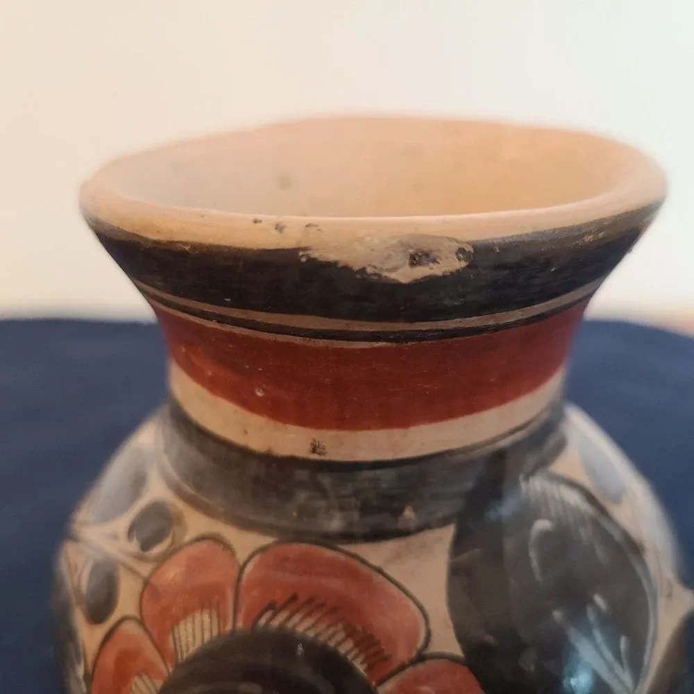 Vintage Folk Art Clay Pottery Mini Jug Pitcher - Unmarked - Made in Mexico?